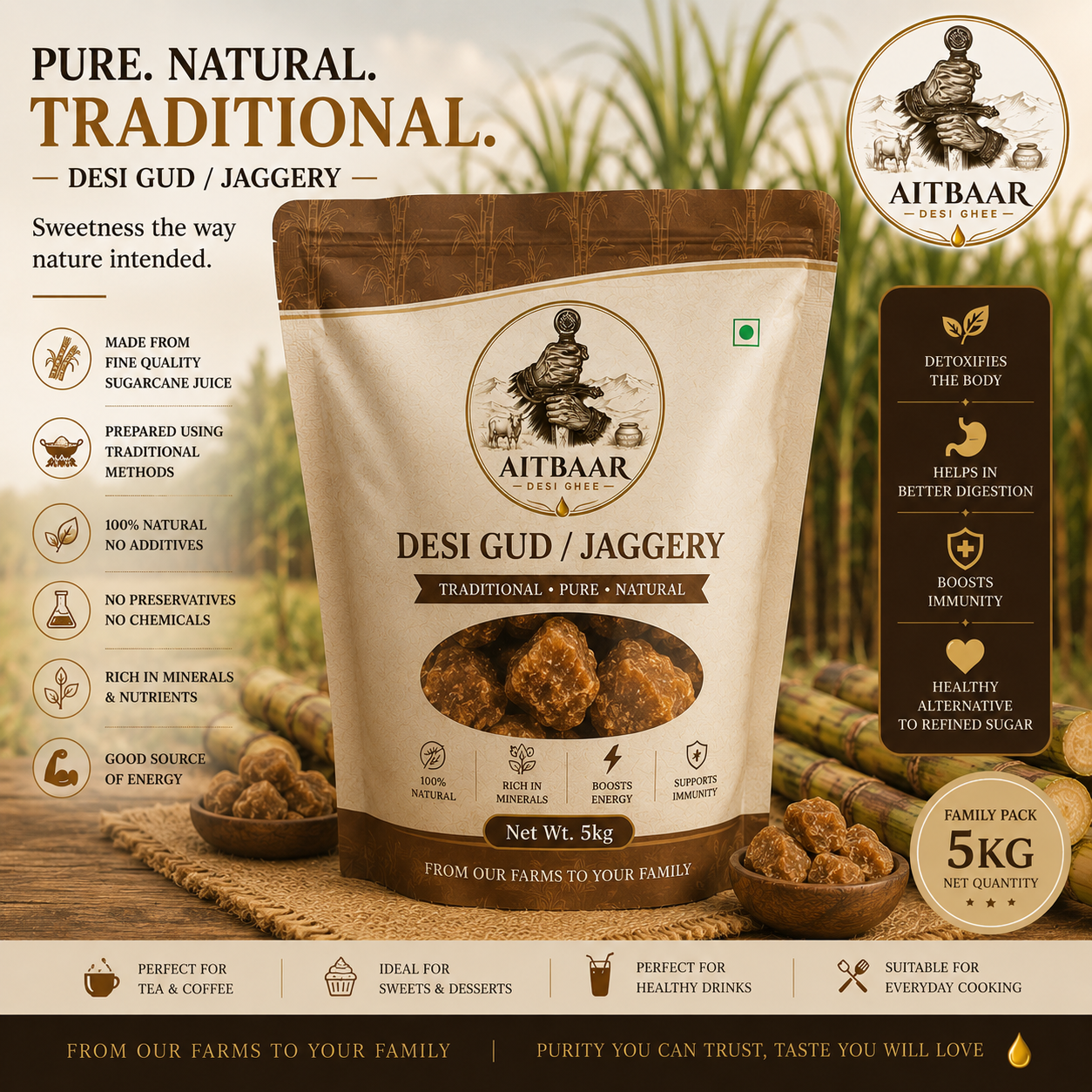Desi Gud (Jaggery) – Pure Natural Traditional Jaggery