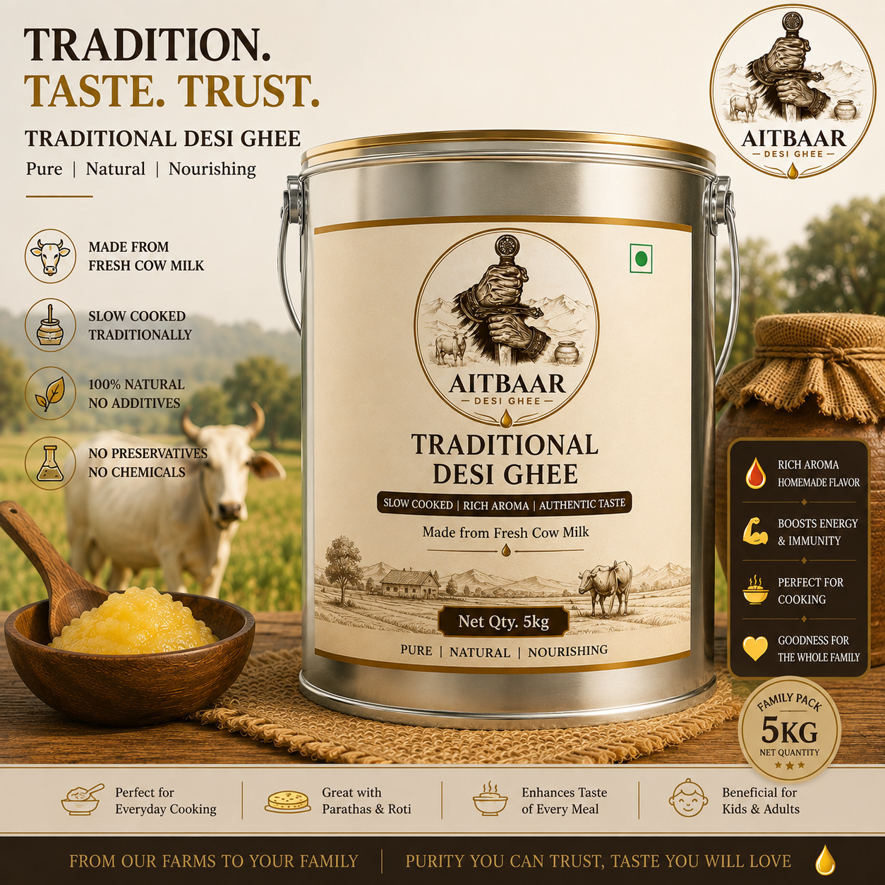 Traditional Desi Ghee – Pure Cow Milk Ghee
